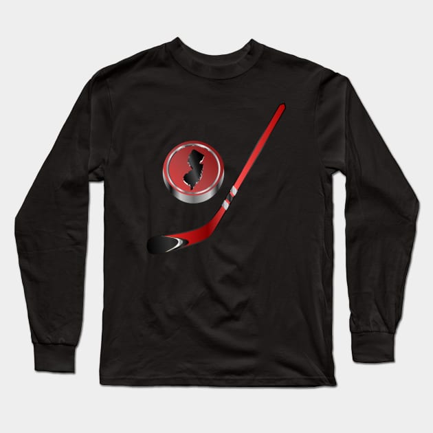 NHL - NJ  Red Stick Red Puck Long Sleeve T-Shirt by geodesyn